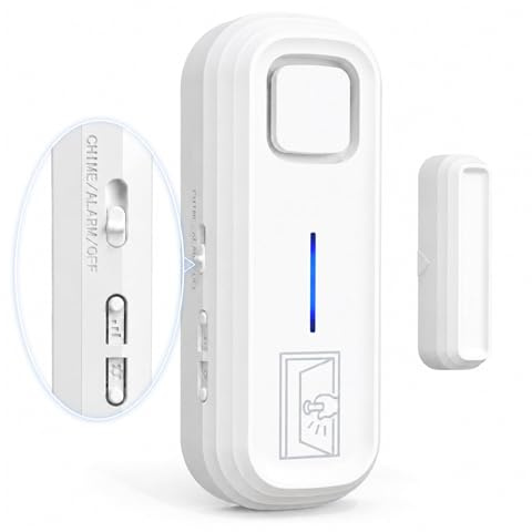 Sanjie Alarme Porte et Fenêtre 120 DB – Alarme Porte Ouverte avec Capteur Magnétique, Mode Immédiat ou Retardé (30 s / 1 / 2 / 4 Min), Placard, Bureau/ Magasin, Sécurité Maison et Enfant（Lot de 1）