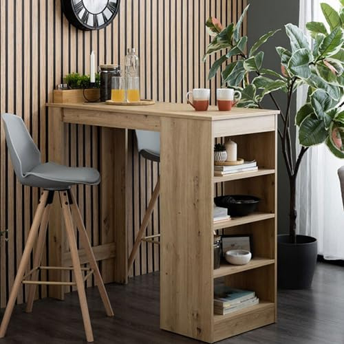 Dmora Tavolo Fisso Sakiya 120x50x105h cm Marrone Rovere Nodi 2 Posti Forma Rettangolare, Materiale Piano in Legno Nobilitato