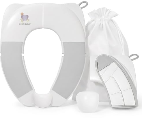 Bebamour klappbarer Kleinkind-Toilettensitz, tragbarer Reise-Toilettentrainer mit rutschfesten Auflagen & Spritzschutz, kompakt & leicht, für Jungen und Mädchen,Elephant