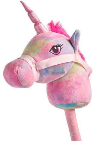 TRENDHAUS Rainbow Power 968869 - Cheval en Forme de Licorne - Environ 11,5 x 24 x 77 cm - Hobby Horse avec Son - Cheval en bâton aux Couleurs de l'arc-en-Ciel