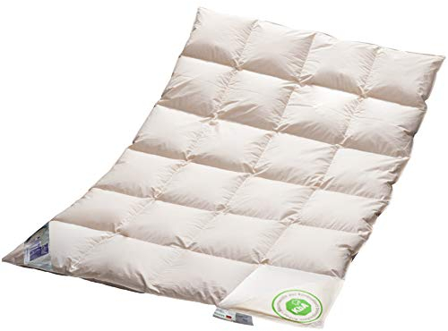 Vitaschlaf® Bio-Luxe KBA Daunendecke TESTSIEGER – W6 Extra Warm, 100% Gänsedaunen, Organic, Deutsche Premium-Qualität, Downpass Zertifiziert, 155x220 cm
