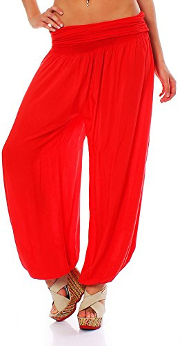 Malito Bombacho Aladin Harem Pantalón Boyfriend Baggy Yoga 1482 Mujer Talla Única (Rojo)