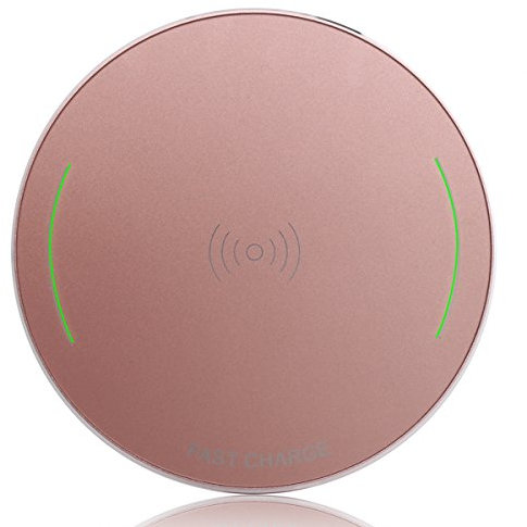 Freebily Fast QI Wireless Charger Quick Charging Pad Stand with USB Cable for Qi-Enabled iPhone Android Rose Pink One Size