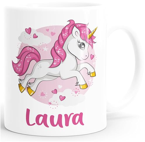 SpecialMe® Einhorn Namenstasse Unicorn personalisierte Kaffee-Tasse mit Namen persönliche Geschenke Weiss Keramik-Tasse