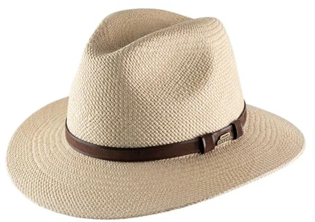 Classic Italy Chapeau Panama Large Bord, Homme ou Femme Brisa Belt - Taille 57 cm - Naturel