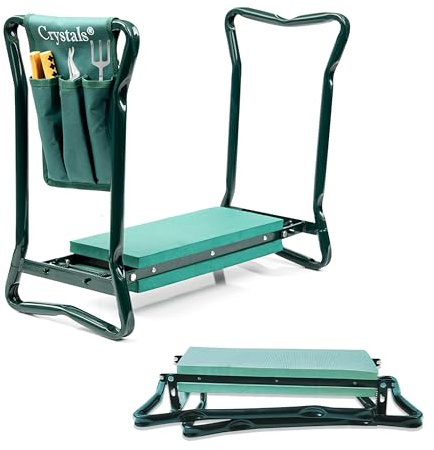 Janoon 3 in 1 Garden Kneeler Stool Portable Folding Foam Padded Stool with Tool Bag by Crystals®