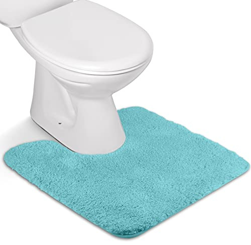 FCSDETAIL rutschfeste, Hochflor Badteppiche, Maschinenwaschbare Badematte, Badvorleger mit Wasserabsorbierenden, Weichen Mikrofasern für Badewanne, Dusche und Badezimmer (50x50cm, Türkis)