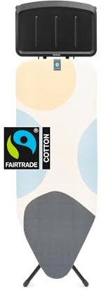 Brabantia Bügelbrett C - XL-Modell mit Ständer für Dampfstationen, 124 x 45 cm, Baumwolle, Multicolored