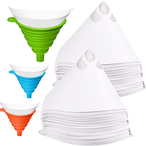 JANYUN 600Pcs Paint Strainers Resin Filter with 149 Micro Cone Nylon Mesh for Spray Gun Automotive Paint Sprayer with 3 Silicone Funnel Filter