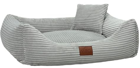 Leo4dog Hundebett Cord Waschbar Bezug Für kleine mittelgroße und große Hunde Hundekissen Hundesofa Hundekorb (Grau, XL 115x90)