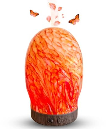 MFunke Aroma Diffuser aus Glas, 100 ml, Leise Ultraschall, Farbwechsel 7-LED-Farben, Timer & Automatische Abschaltung, Duftlampe mit Planetmuster, BPA-frei