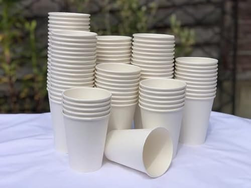 SPHIRES 50 Pack 12oz/375ml Disposable Paper Coffee Cups Eco Friendly Premium Single Wall White Paper Cups Hot & Cold Beverage Drinking Disposable Cups Ideal for Party, Picnic, Travel and Events