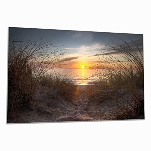Wallario Herdabdeckplatte/Spritzschutz aus Glas, 1-teilig, 90x52cm, für Ceran- und Induktionsherde, Sonnenuntergang am Strand