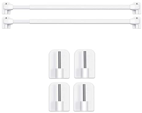 BANJILI 2 Stück Scheibengardinenstange für Fenster Küche DIY-Projekte Ausziehbar Vitragestangen mit Selbstklebehaken