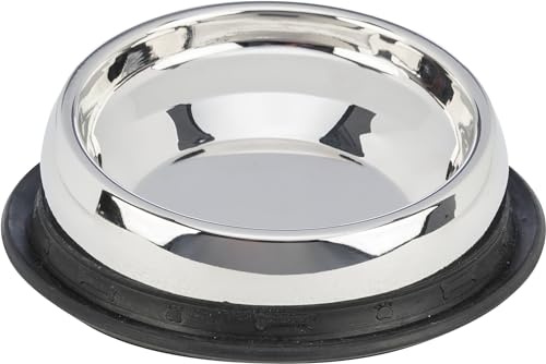 Trixie Napf, Kurznase, Edelstahl, 0,25 L/Ø 19 cm - 25200, Silber/schwarz