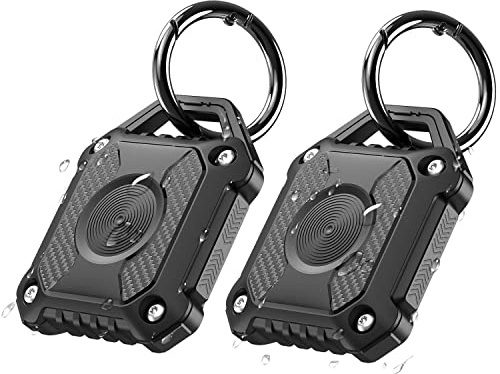 ONEONTA für Airtag Anhänger 2er Pack - Airtag Schlüsselanhänger - Airtag Hülle Wasserdicht - Air Tages Anhänger für Apple - Airtag Halter Hund, Robust TPU, Schwarz