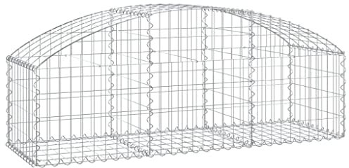 vidaXL Panier de Gabions Arqué Cage à Gabion Mur de Gabion Panier à Pierre Gabion pour Pierre Jardin Patio Extérieur 150x50x40/60 cm Fer Galvanisé