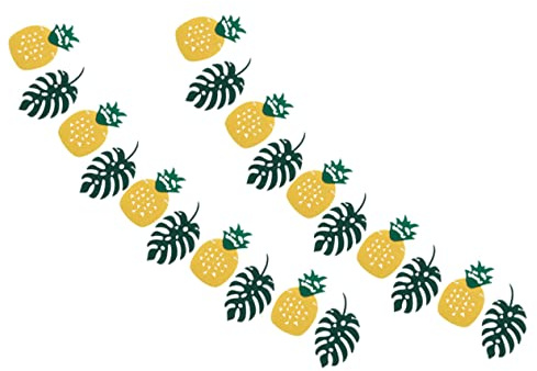 Levemolo 2 Sets Strings Latte Art Green Hanging Banner Leaf Decor Nativity Decor Pineapple Bunting Garland Greenery Garland Pineapple Decorations Christmas Banquet Accessories Felt Cloth