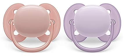 Philips Ciuccio Avent ultra soft - 2 ciucci morbidi e flessibili per bambini di età compresa tra 0 e 6 mesi, senza BPA, con custodia da trasporto per sterilizzatore modello SCF091/31