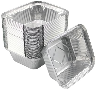 Enpack Aluschale R28‑450L – 100 Stück Wiederverwendbare Aluminium Schalen 450 ml | FEUerfest & backofengeeignet | Grillschale 14 x 12 x 4 cm | Auflaufform & Lebensmittelbehälter