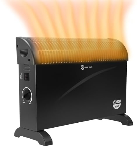 CUQOO 2000W Convector Radiator Heater with 3 Heat Settings – Powerful Electric Heater with Adjustable Thermostat | Safe and Secure Room Heater with Overheat Protection | Space Heaters for Indoor Use