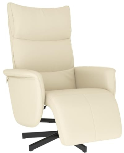 vidaXL Sillón Reclinable, Silla con Reposapiés Respaldo Reposabrazos, Sillón de TV Relax Descanso, Asiento para Salón, Cuero Sintético Color Crema