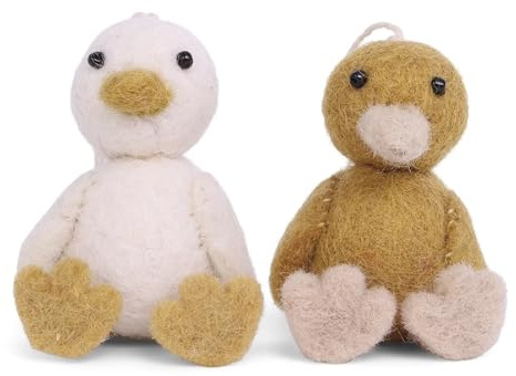 Én Gry & Sif kleine Entchen - handgefilzt - Anhänger aus Filz, Ostern-Deko - 2 Stück (kleine Entchen)