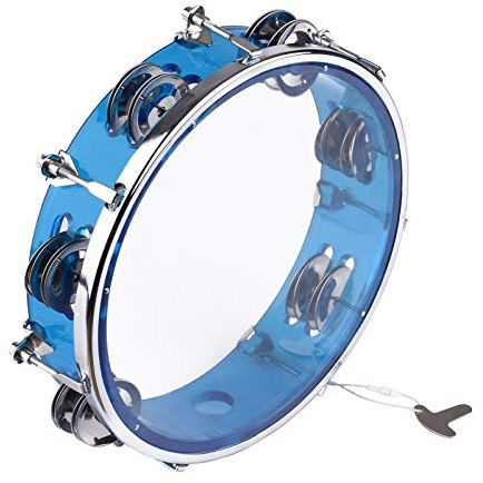 COMETX Tamburin 20,3 cm Tamburin Handglocke Handtrommel mit Reihe 12 Metallbecken Schellen Percussion Instrument