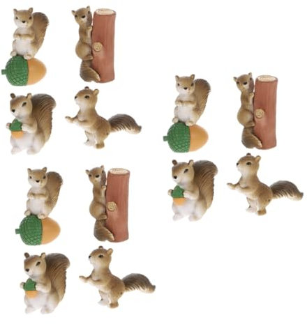 SEWOART 12 STK Simulations-Eichhörnchen-Ornament Tiermodell- Wohndeko-Ornament gartenfigur gartenzubehör Spielzeuge Miniatur-Mooslandschaftsdekor Tiermodell-Ornament aus Harz Grey