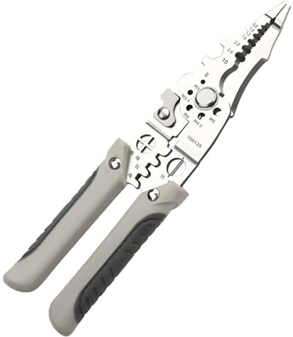 Qaestuan Spelafili, Spelafili Elettricista 2 in 1, Multifunzionale Pinza Crimpatrice, Taglierina Spellafili, Pass Through Multifunzione Spelafili, Spellacavi Elettrici per Lavori Precisione