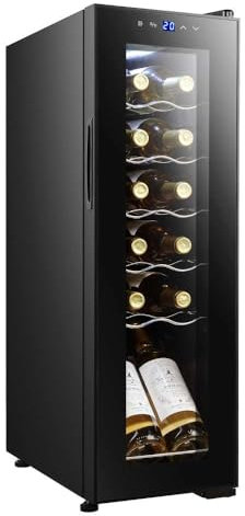 Cecotec Vinoteca Nevera para Vinos 12 Botellas Bolero GrandSommelier 1250 CoolCrystal Compressor. Libre Instalación, Temperatura Ajustable de 8-18ºC, Panel Táctil, LED