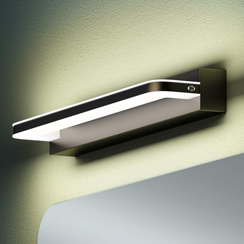Mai & Mai Spiegelleuchte Bad 40cm LED Spiegellampe Badezimmer Badlampe | 4000K Wandleuchte Badezimmer, 9W Badezimmerlampe für Spiegel, klare Neutralweiß Lampe, Sandschwarz, SparkLuxe