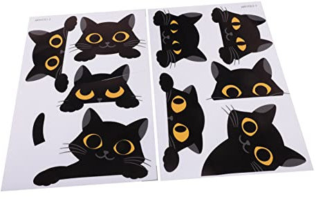 Toyvian 2 Blätter Neun Katzen Wandaufkleber Retro-aufkleber Tieraufkleber Autofenster Aufkleber Kreativer Steckdosenaufkleber Katze Wanddekoration Steckdosen-aufkleber Auslauf Pvc Black