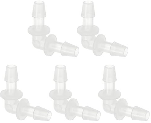 PATIKIL 1/4 Raccordo Portagomma Plastica con Gomito 90 Gradi, 5Pz Raccordi L-Barb 2 Vie Connettore Giunto Accessori Acquario Connettori per Tubi Flessibili per Acquario Carburante Gas
