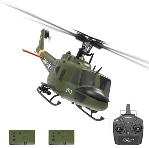Meiurlex YUXIANG F07 UH-1D RC Hubschrauber für Erwachsene, 1/34 6CH Bürstenloses Direktantriebs Helikopter Modell mit 6-Achsen-Gyro, 3D/6G RC-Flugzeug Modell Spielzeug (2 Akku)