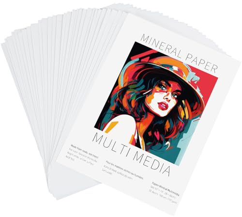 MotiMind 30 hojas de papel mineral de 6 x 8 pulgadas (192 g/m²), papel de piedra sin encuadernar, cuaderno de bocetos, papel de tinta de alcohol blanco, papel de acuarela para tinta de alcohol,