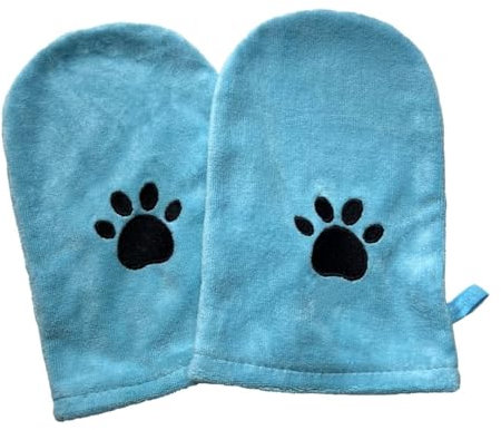 Penny & Niko Mikrofaser-Handschuhe für Haustiere – Pfotenreinigungs- und Trocknungshandschuhe/Handschuhe für Hunde und Katzen (Himmelblau, Standard, 2 Stück)