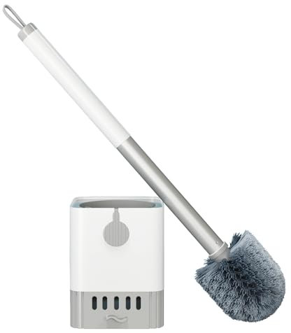 Scopino Bagno WC con Supporto Ad Asciugatura Rapida - Montaggio Parete/Piedistallo - Spazzolone Bagno WC Bianco - Ideale per Scopino