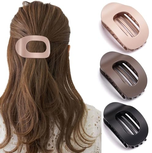 BelleVive 3 pinzas planas para el pelo grueso y fino, forma de pico de pato mate, tamaño grande