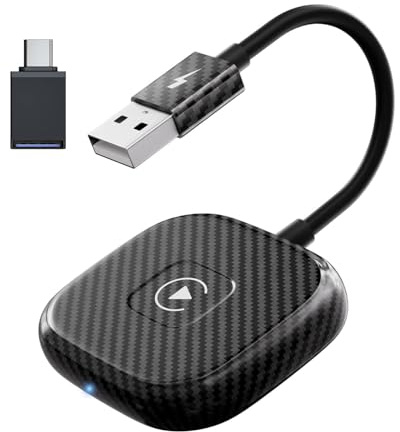 Wireless CarPlay Adapter - USB C/A Plug and Play Dongle für iPhone iOS 10+ und Autos ab 2017, Konvertiert Kabelgebunden zu Kabellos