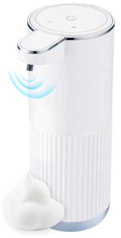 Seifenspender Automatisch Wandbefestigung, Elektrischer Seifenspender Elektrisch mit Sensor, Automatischer Schaumseifenspender Weiß für Bad Küche | Kunststoff | 380ml | USB Wiederaufladbar