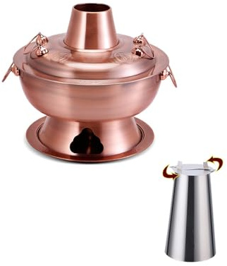 Kupfer-Heißtopf，Kupferkohle-Hot Pot – traditioneller chinesischer Dampftopf für Catering, Kochen und Familienfeiern – 32 cm
