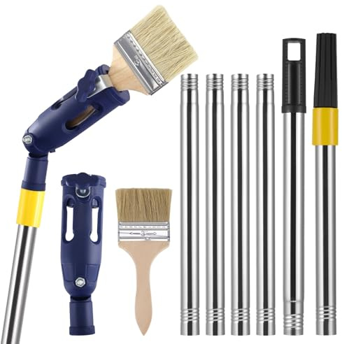 HuuppHip Multi Angle Paint Brush Extender Extension Pole Attachments, 1.7m Paint Roller Extension Pole with Paint Brush, 180° Rotation Paint Roller Extension Pole fits Most Rollers and Scrapers