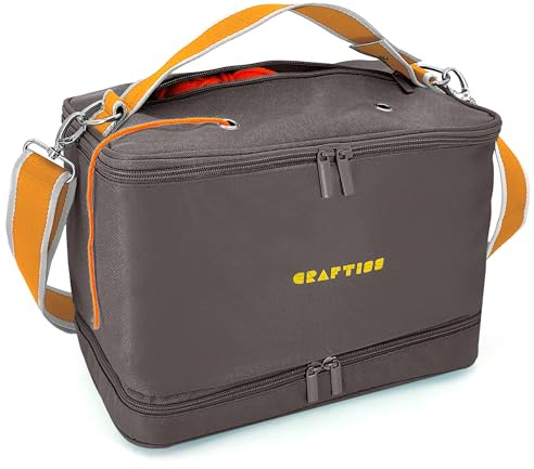 CRAFTISS Häkeltasche Garnaufbewahrung – Weihnachtsgeschenk – strapazierfähige Canvas-Garntasche für Häkelzubehör – Organizer mit integriertem Strickzubehör-Etui