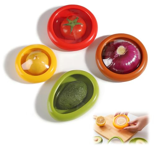 LAIVIYA 4 Piezas Recipientes Silicona para Alimentos, Almacenamiento Reutilizable, Contenedores de Almacenamiento de Frutasm, Caja de Almacenamiento de Frutas de Silicona, Caja Verduras Nevera