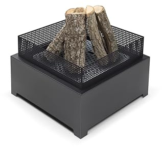 Fireplace Feuerschale Schwarz – Feuerstelle aus Stahl mit Pulverbeschichtung – 55 x 55 x 37 cm – modern & wetterfest – vormontiert & sofort nutzbar – 16 kg – für Garten & Terrasse
