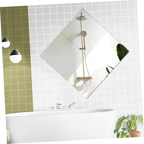 Cabilock 4 Piezas Espejos Autoadhesivos de Acrílico Espejos Flexibles y Resilientes para Decoración de Interiores para Baños Dormitorios