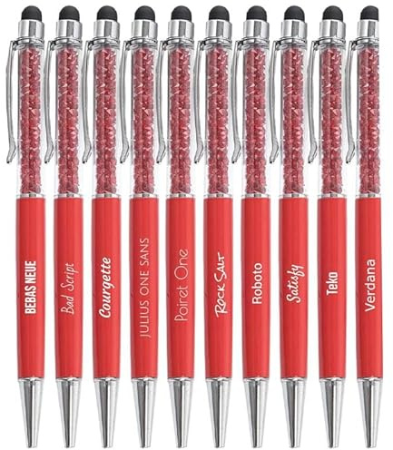 Jolis Papiers – 10 personalisierte Kristall-Kugelschreiber mit Gravur (Text oder Logo) – Touchpen – Firmen-, Event- oder Werbegeschenk – Französische Marke.
