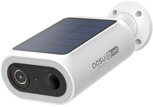 AOSU 4K UHD AI Security Camera Outdoor Solar Battery 6-Cam Kit with HomeCortex Smart Face Recognize Behavior Analysis Person/Vehicle/Animal Detection 32GB Local 16TB Expandable Color Night Vision IP65