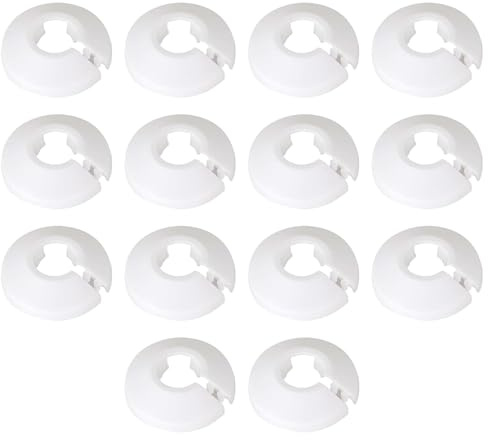 14pièces Colliers de Pipe en Plastique,Cache-tuyaux de Radiateur en Plastique Blanc pour Tuyau de Radiateur,Rosace Radiateu,Capuchons Décoratifs pour Tuyauxs de Plomberie,pour Tuyauxs de 15mm